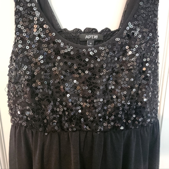 Stunning Apt 9 Beaded Sparkly Top Black Party Dress Medium‎ Trendy Timeless - Picture 2 of 16